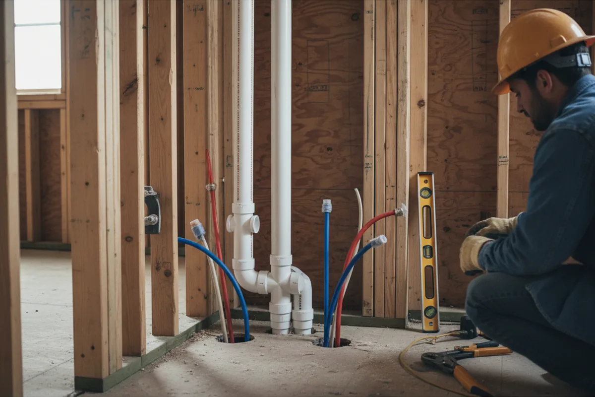 Drain and supply rough-in during Garbage Disposal Repair in York Springs