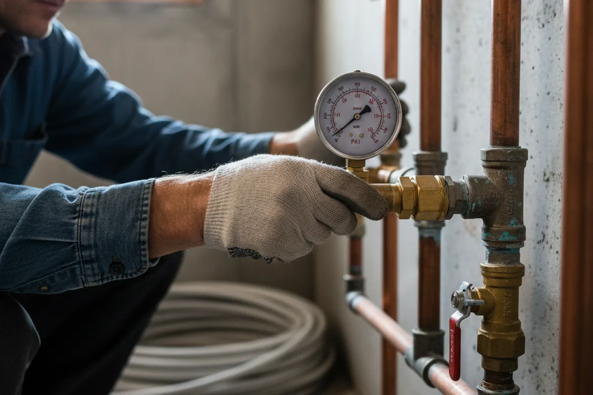 Pressure testing a repaired line during Water Line Repair in York Springs